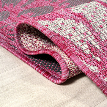 Zinnia Modern Floral Textured Weave Indoor/outdoor Round Rug